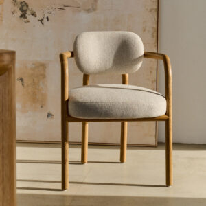 Kave Home Eetkamerstoel 'Melqui' Eikenhout, kleur Beige