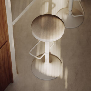 Kave Home Barkruk 'Zaib' Chenille, kleur wit