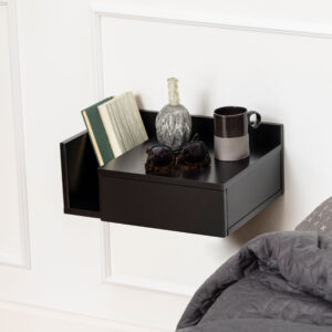 Bendt Zwevend Nachtkastje 'Cecilie' met vakje, kleur Zwart