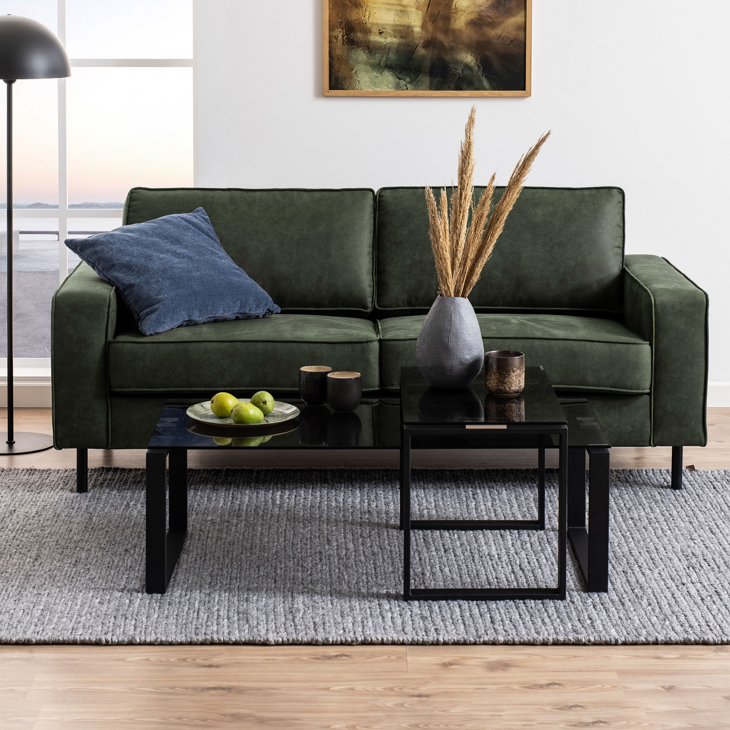 Bendt Salontafel 'Lone', Set van 2 stuks, Rookglas 115 x 69cm, kleur zwart - Afbeelding 3