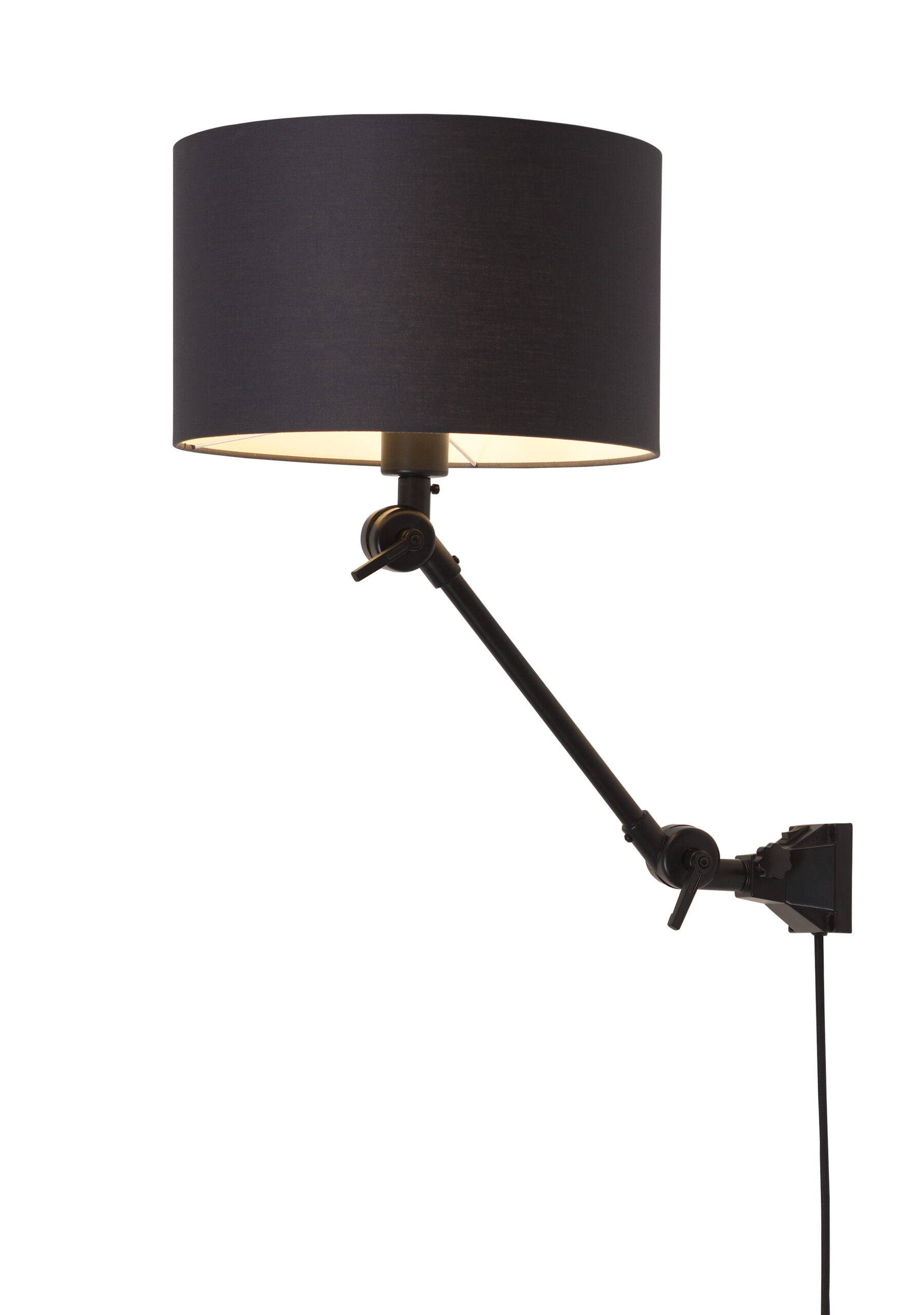 its about RoMi Wandlamp 'Amsterdam' Met stoffen kap, 65cm, kleur Zwart - Afbeelding 2
