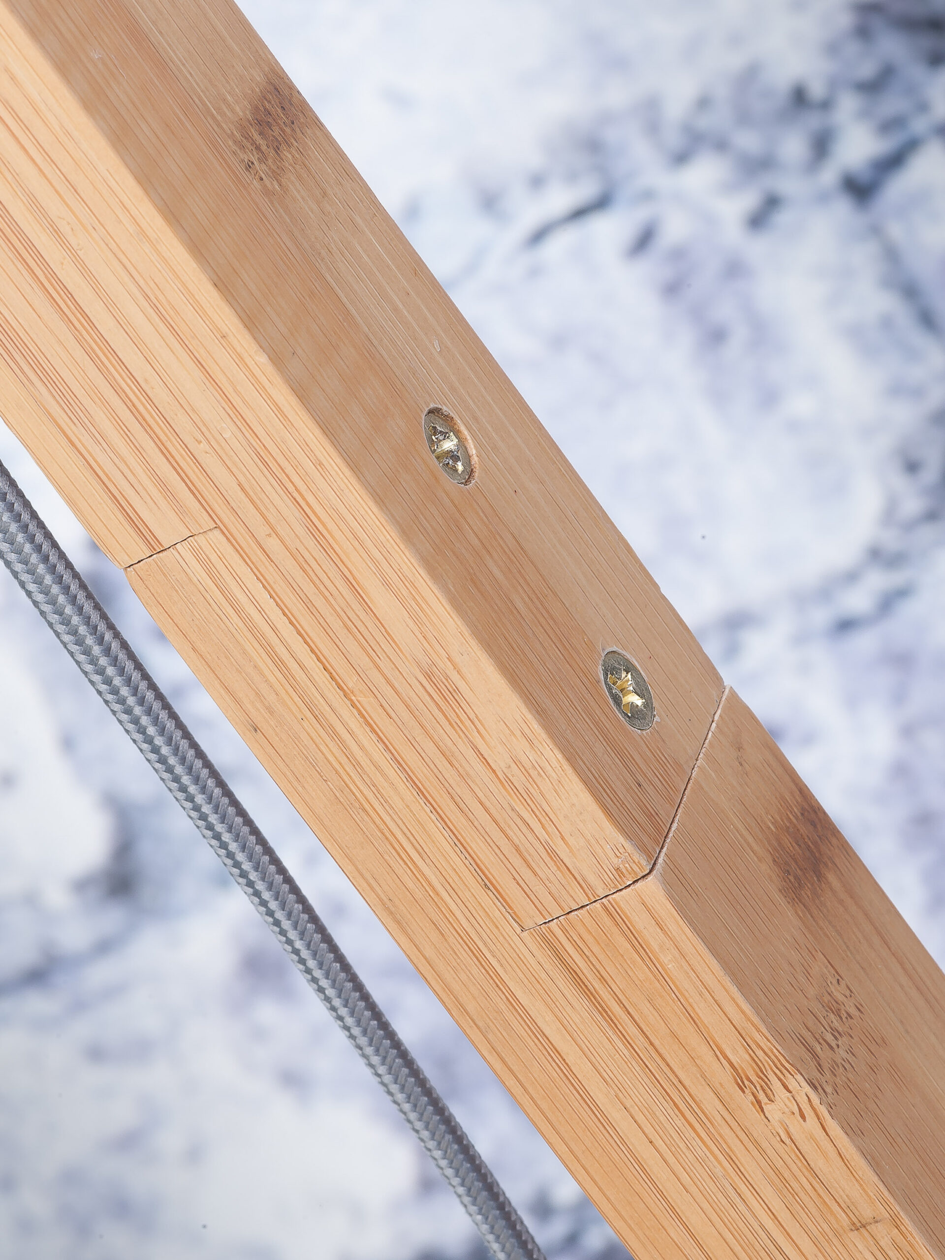 GOOD&MOJO Vloerlamp 'Andes' Bamboe en Eco linnen, 176cm, kleur Wit - Afbeelding 4