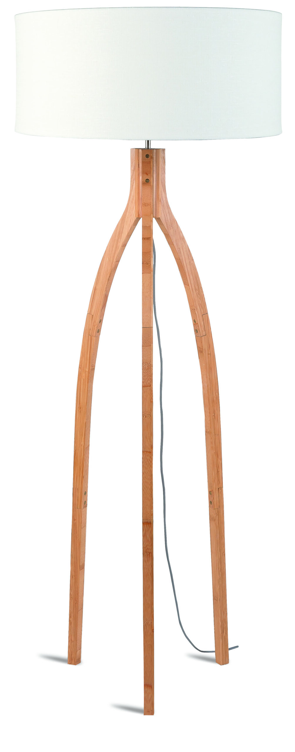 Good&Mojo Vloerlamp 'Annapurna' Bamboe en Eco linnen, kleur Wit - Afbeelding 2