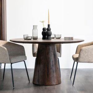 Eleonora Ronde Eettafel 'Aron' Mangohout, kleur Bruin, 130cm