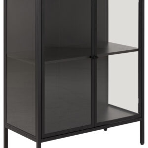 Bendt Vitrinekastje 'Lua' zwart metaal, 80 x 100cm