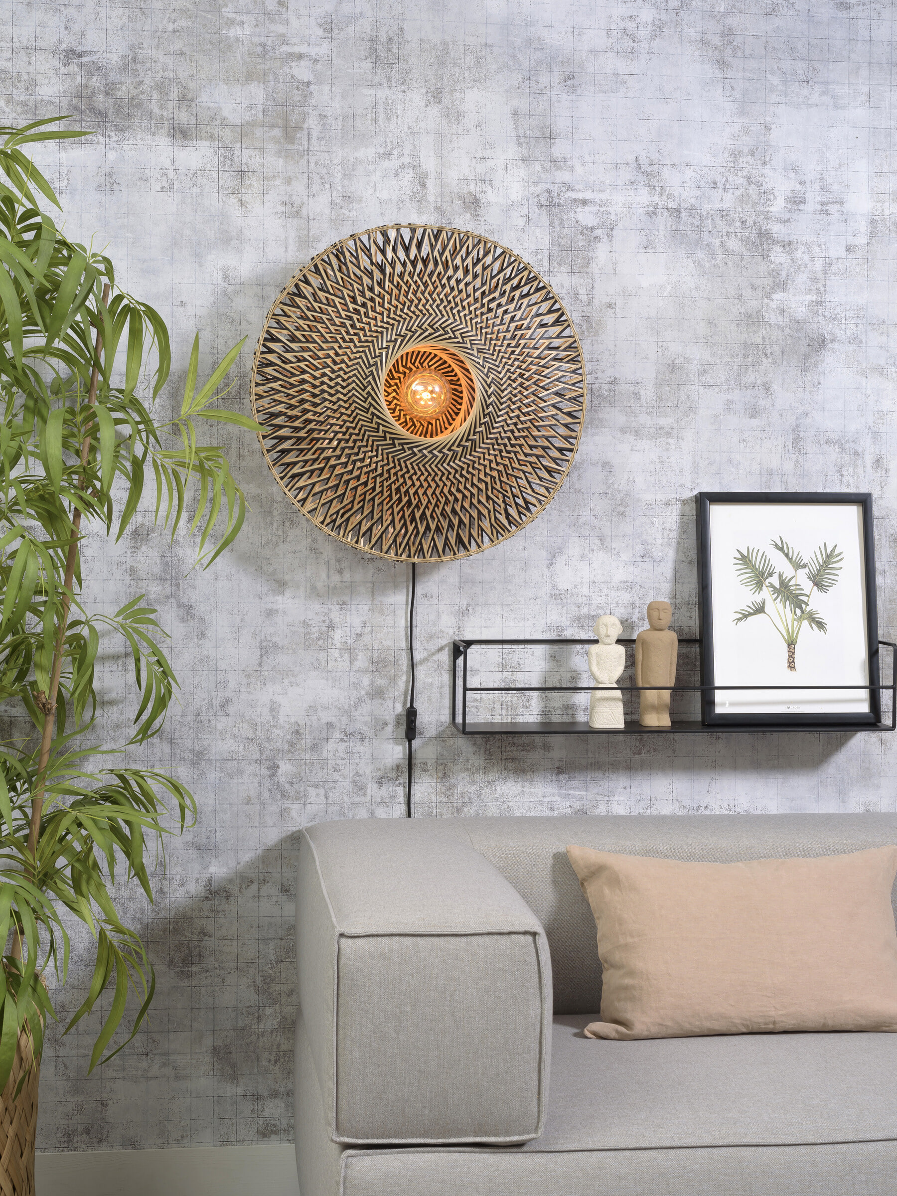 GOOD&MOJO Wandlamp 'Bali' Medium, Bamboe, kleur Naturel - Afbeelding 3
