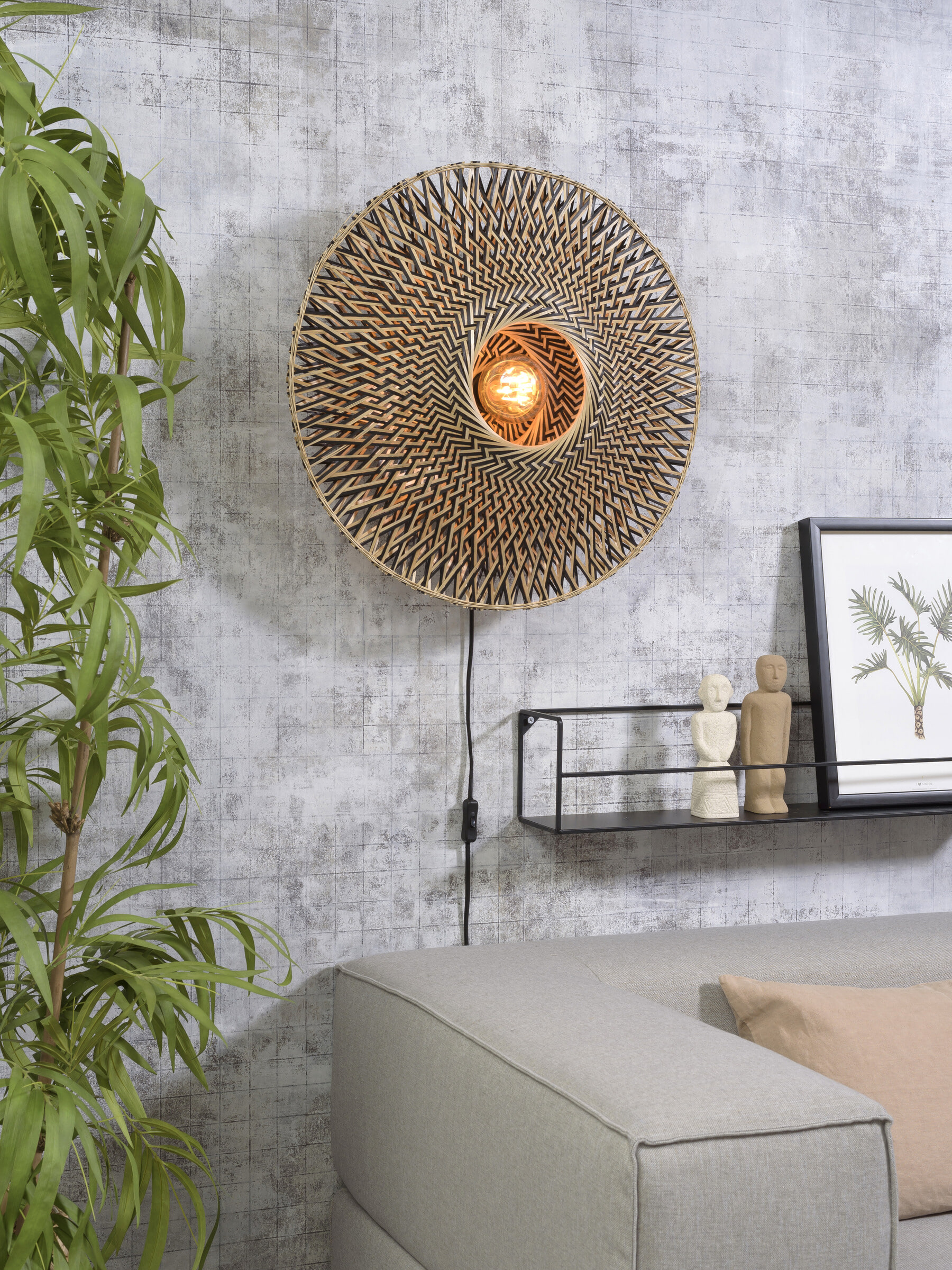 GOOD&MOJO Wandlamp 'Bali' Medium, Bamboe, kleur Naturel - Afbeelding 4