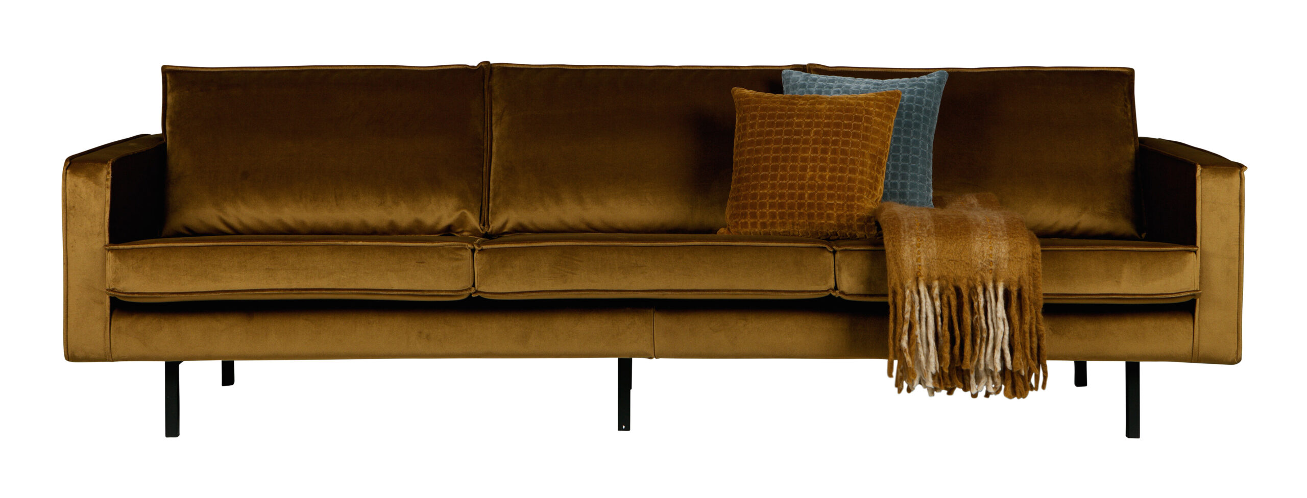 WOOOD Bank 'Rodeo' Velvet, 3-zits, kleur Honey (Geel) - Afbeelding 5