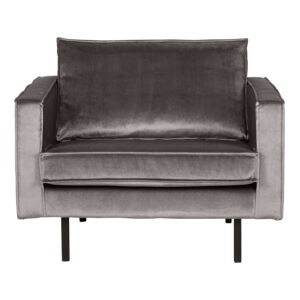 WOOOD Fauteuil 'Rodeo' Velours, kleur Taupe