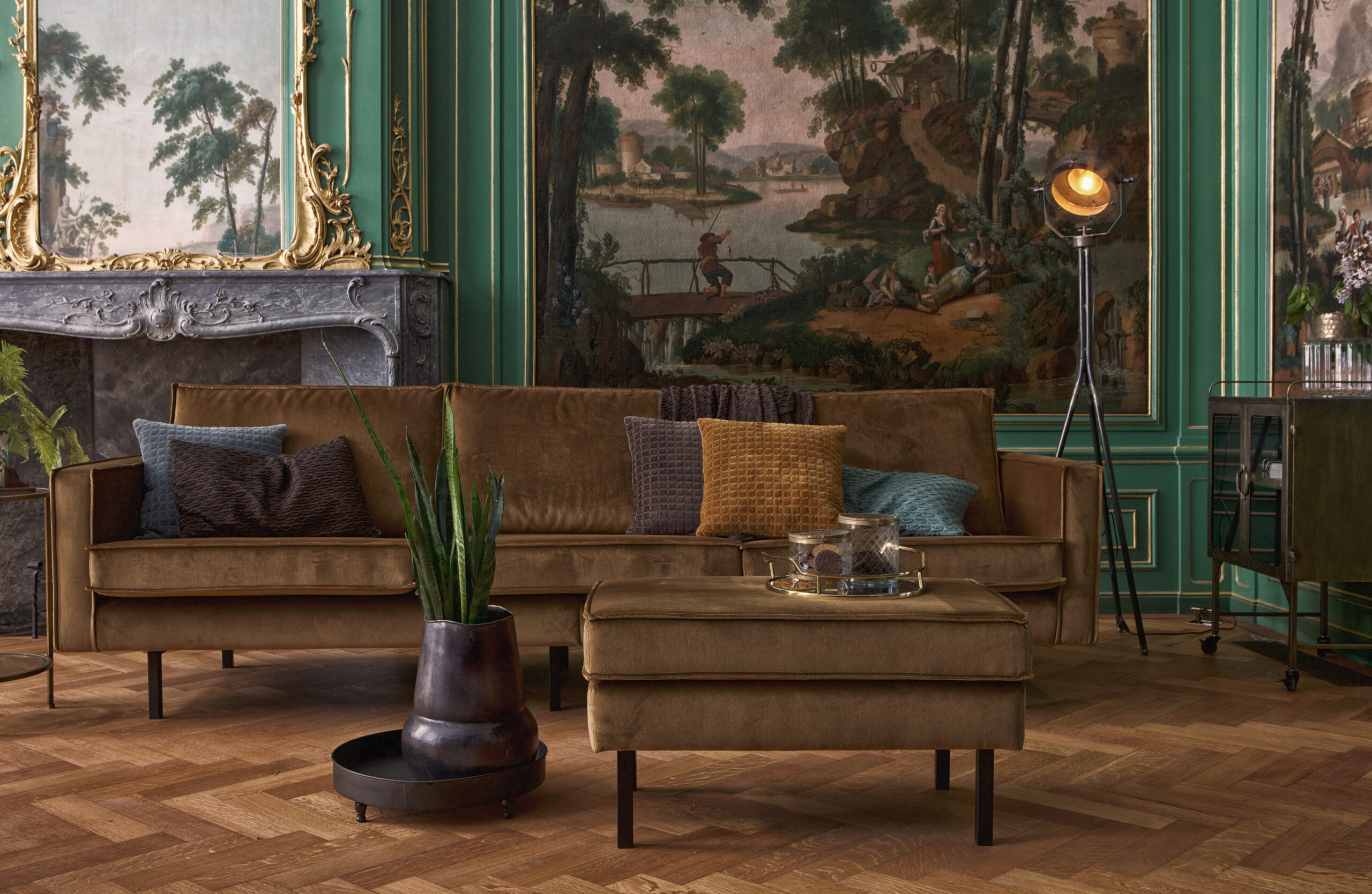 WOOOD Hocker 'Rodeo' Velvet, kleur Honey (geel) - Afbeelding 5