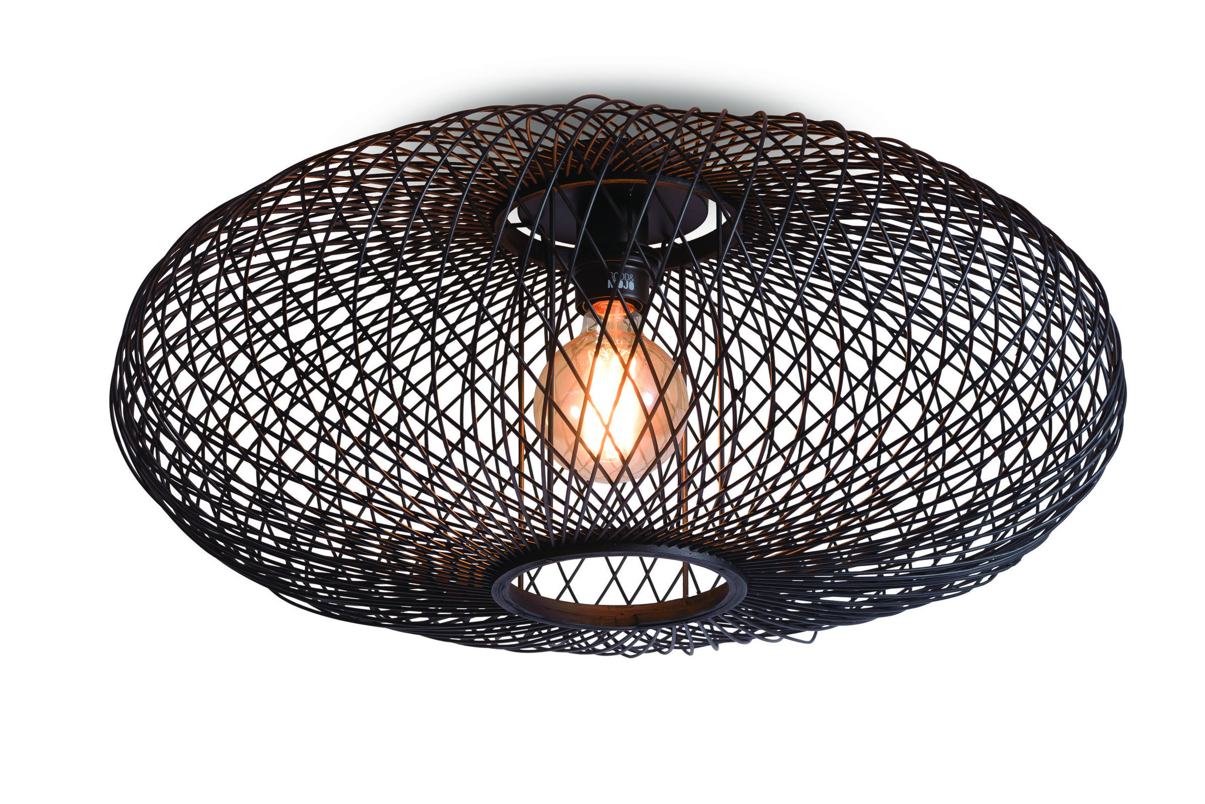 GOOD&MOJO Plafondlamp 'Cango' Bamboe, kleur Zwart - Afbeelding 2