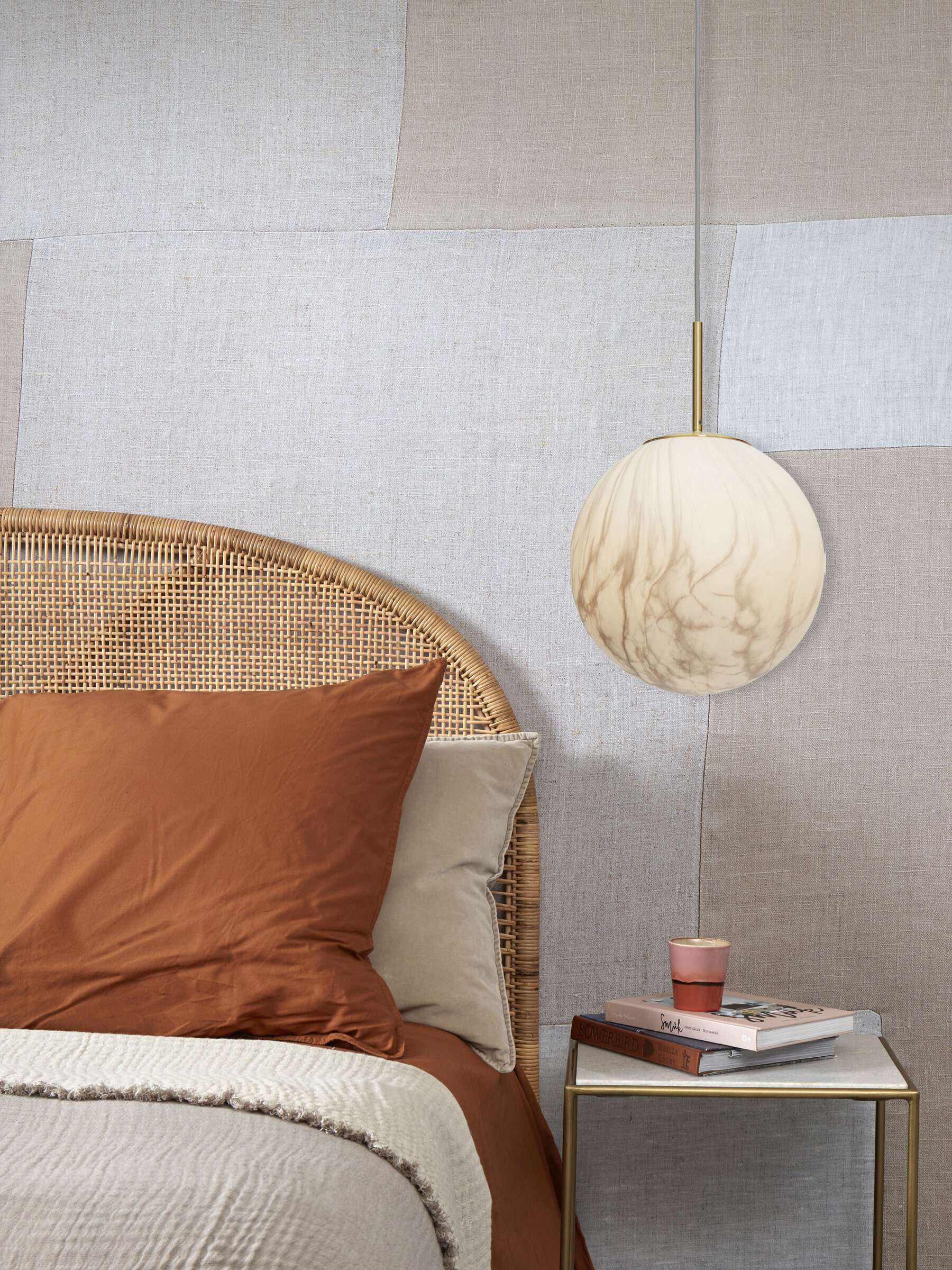 its about RoMi Hanglamp 'Carrara' 28cm, Marmerlook, kleur Wit - Afbeelding 3