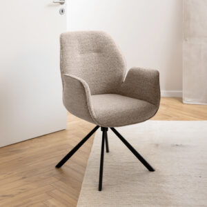 Bendt Draaibare Eetkamerstoel 'Chandler' Bouclé met armleuning, kleur Beige