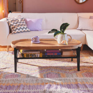 Tom Tailor Ovale Salontafel 'Deke' Mangohout en metaal, 120 x 50cm