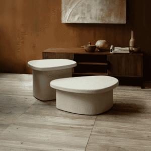 Dutchbone Organische Bijzettafel 'Veda' Gerecycled marmer, 56 x 45cm