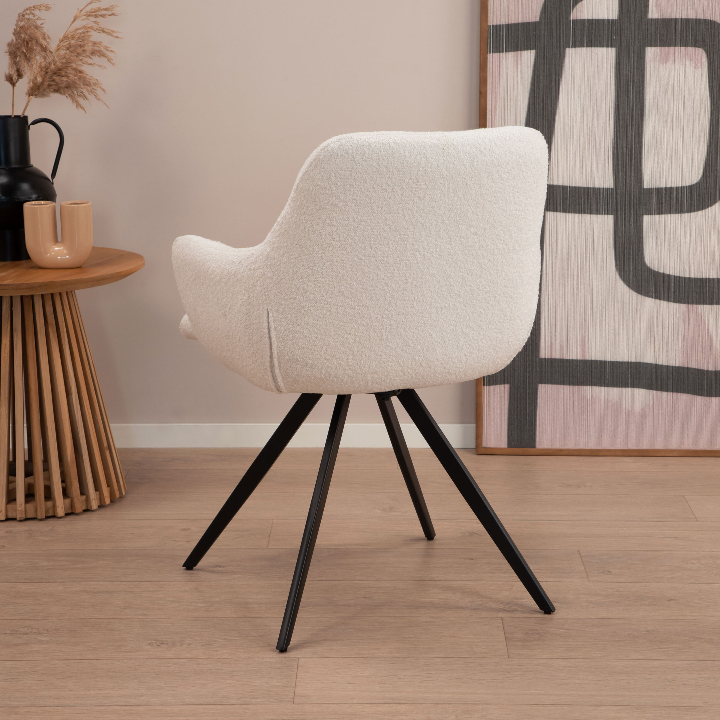 Sohome Draaibare Eetkamerstoel 'Aimée' Bouclé, kleur Wit - Afbeelding 4