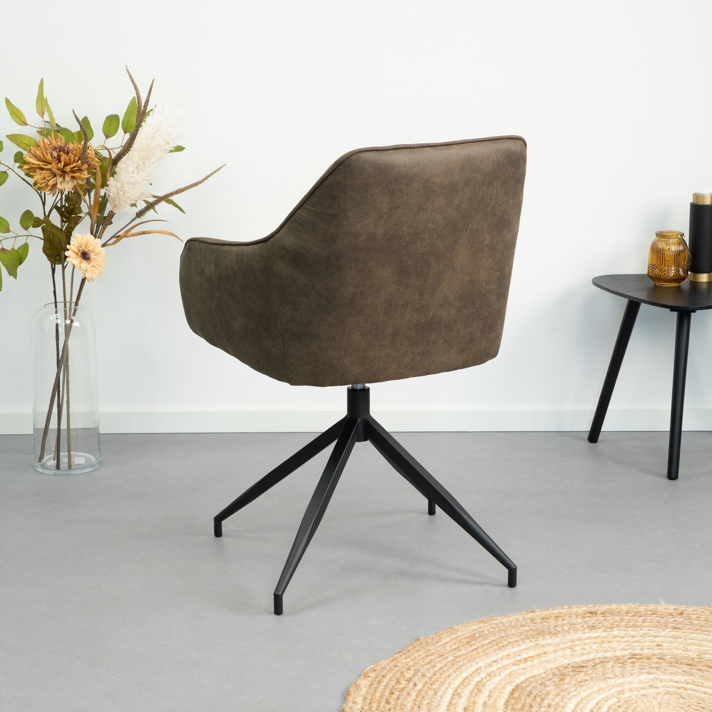 Bendt Eetkamerstoel Brenda, Draaibaar, kleur Olijfgroen - Afbeelding 3