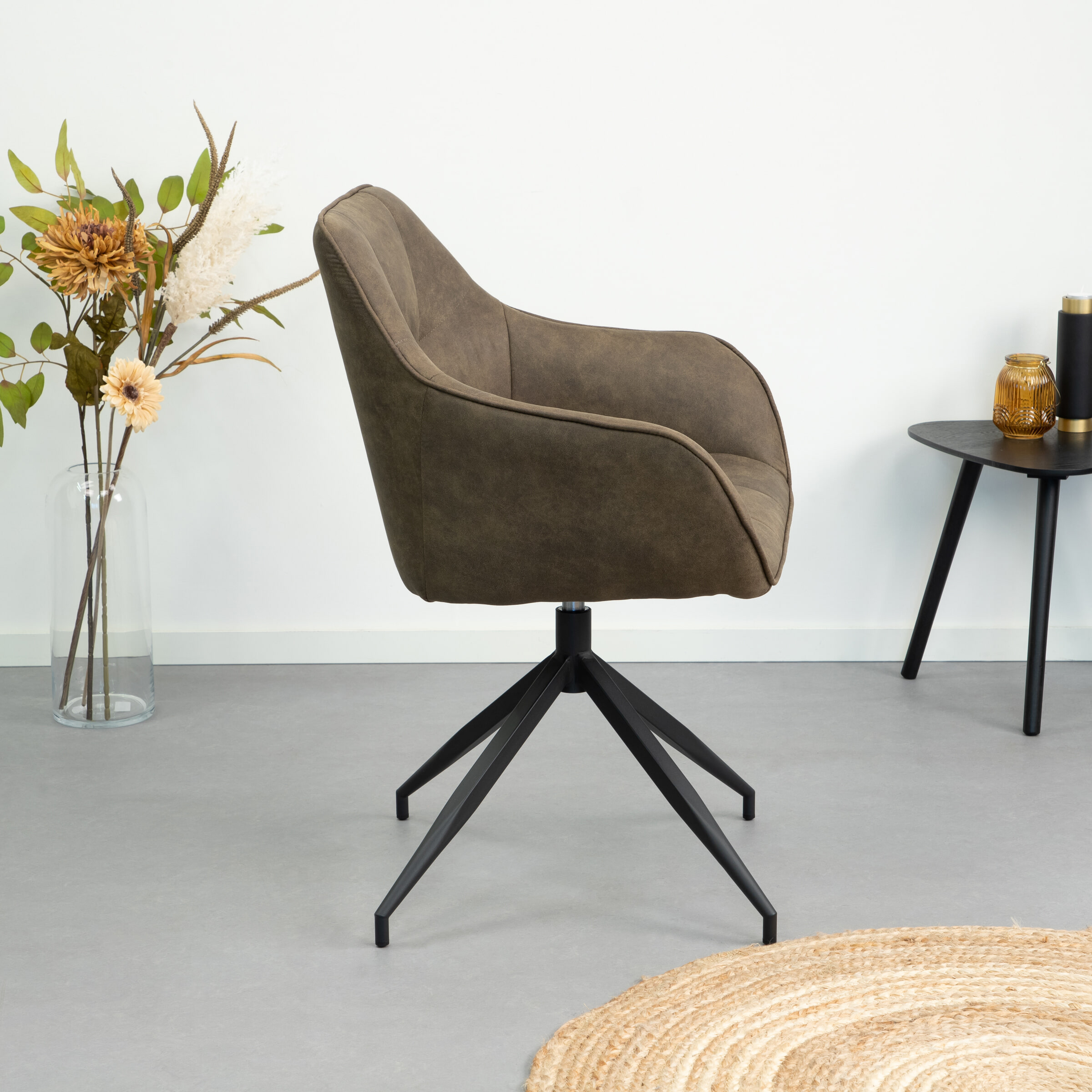 Bendt Eetkamerstoel Brenda, Draaibaar, kleur Olijfgroen - Afbeelding 2