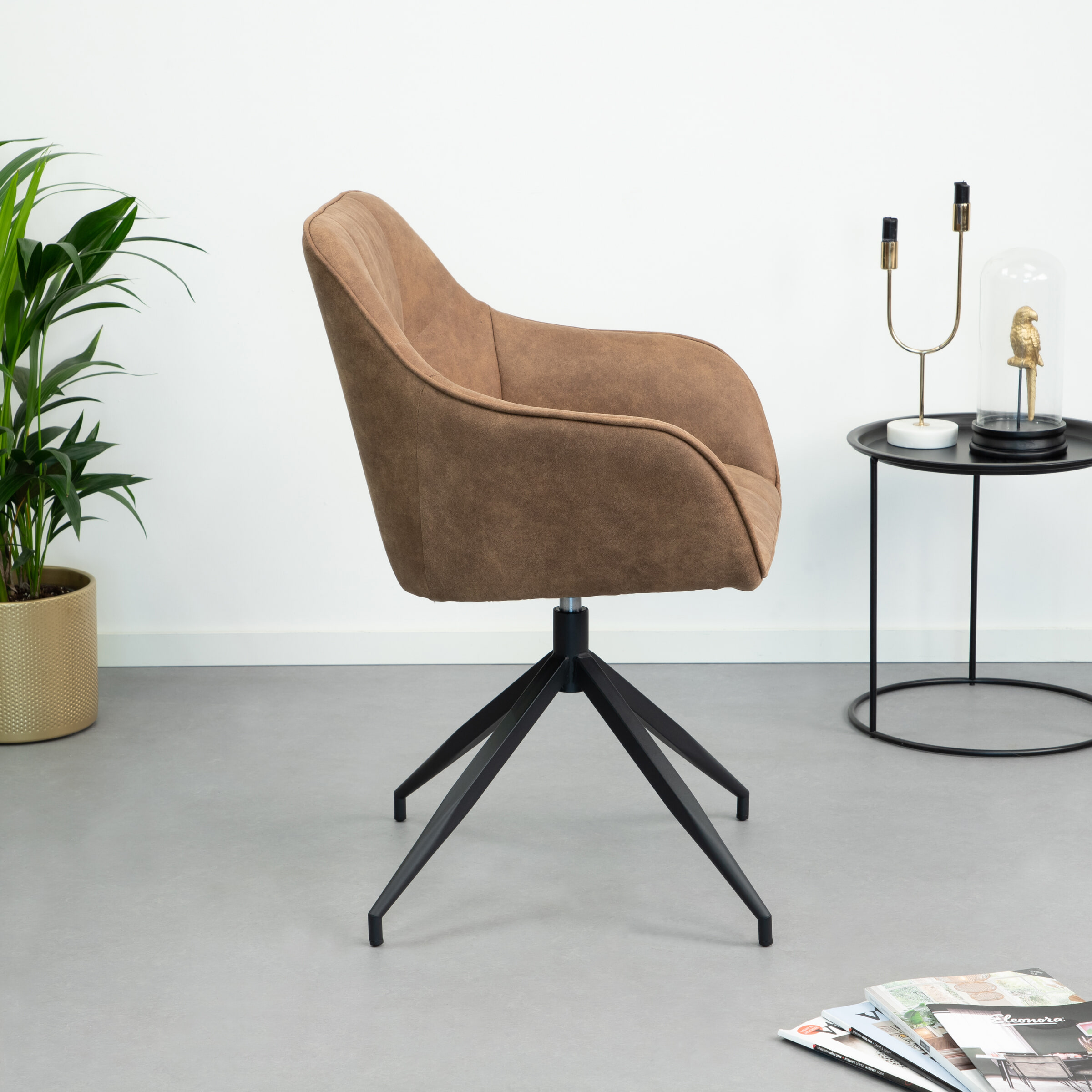 Bendt Eetkamerstoel 'Helena' Draaibaar, kleur Bruin - Afbeelding 2