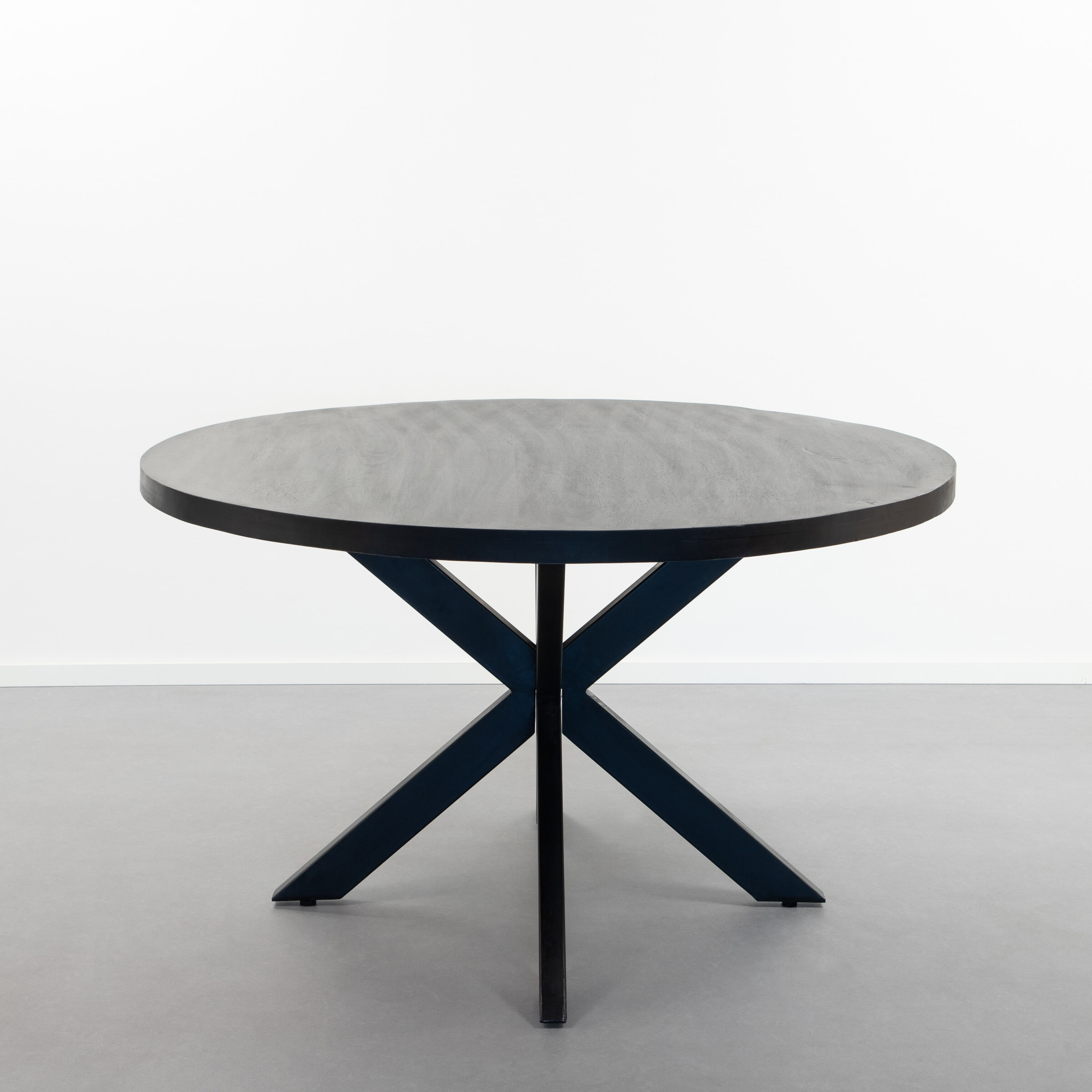 LivingFurn Ronde Eettafel 'Kala' 120cm, Mangohout, kleur Zwart - Afbeelding 4