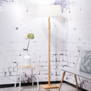 Good&Mojo Vloerlamp 'Fuji' Bamboe en Eco linnen, kleur Wit