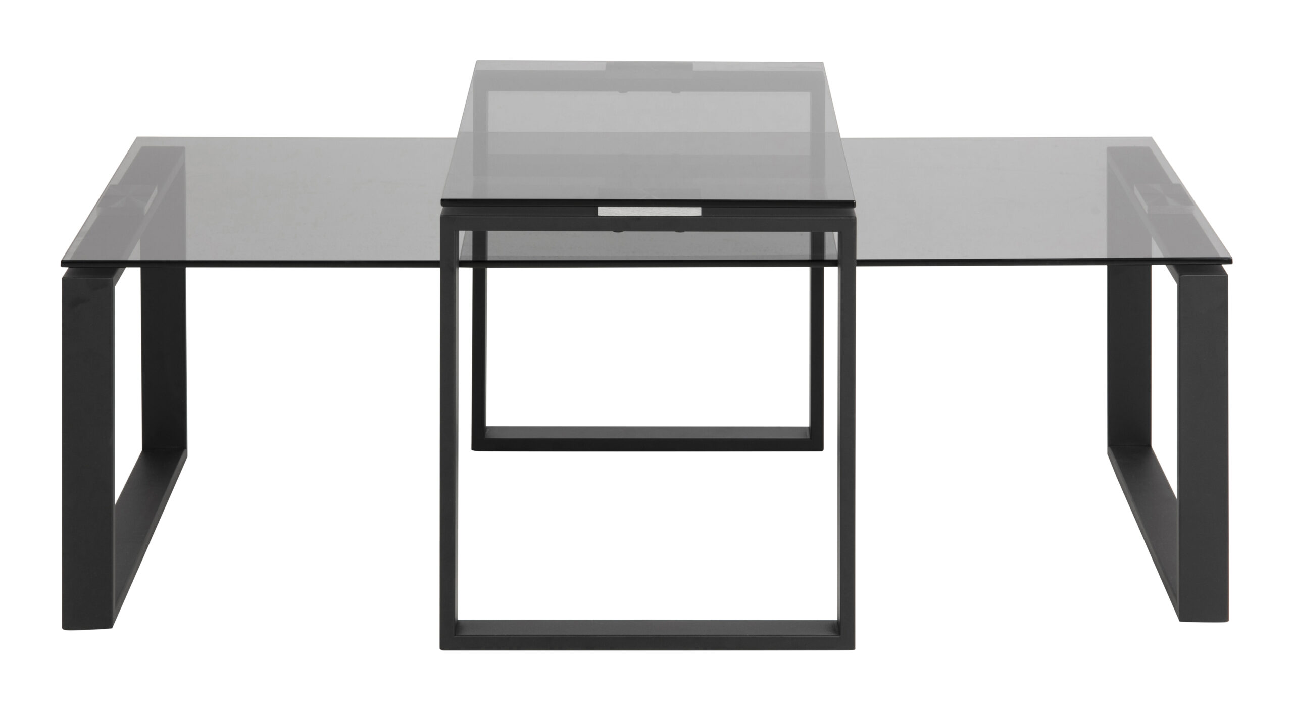 Bendt Salontafel 'Lone', Set van 2 stuks, Rookglas 115 x 69cm, kleur zwart - Afbeelding 2