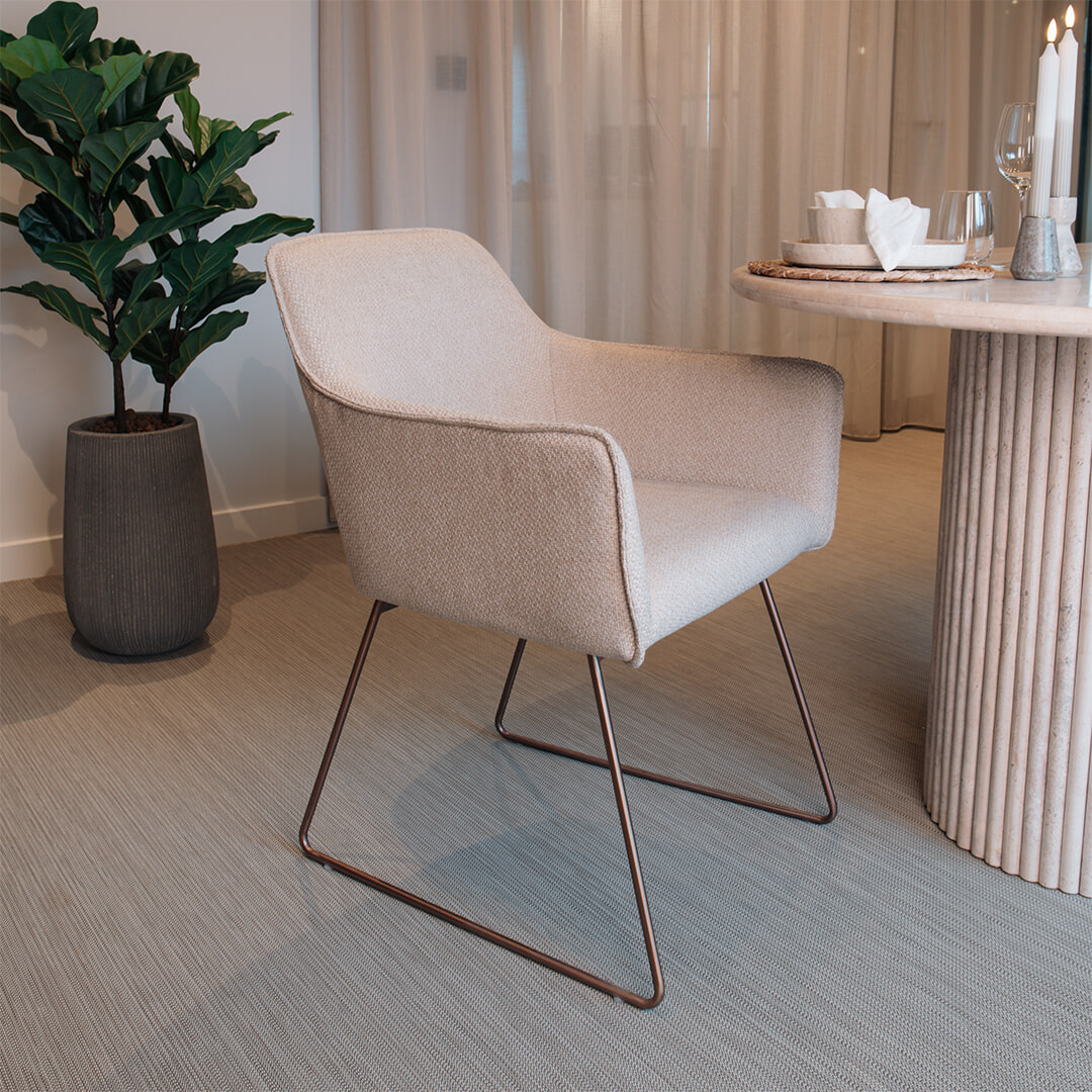 Jesper Home Eetkamerstoel 'Hofu' Slide Rose Gold, kleur Wild Walnut