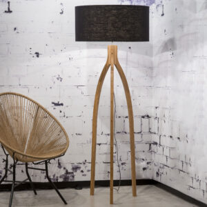 GOOD&MOJO Vloerlamp 'Annapurna' Bamboe en Eco linnen, kleur Zwart