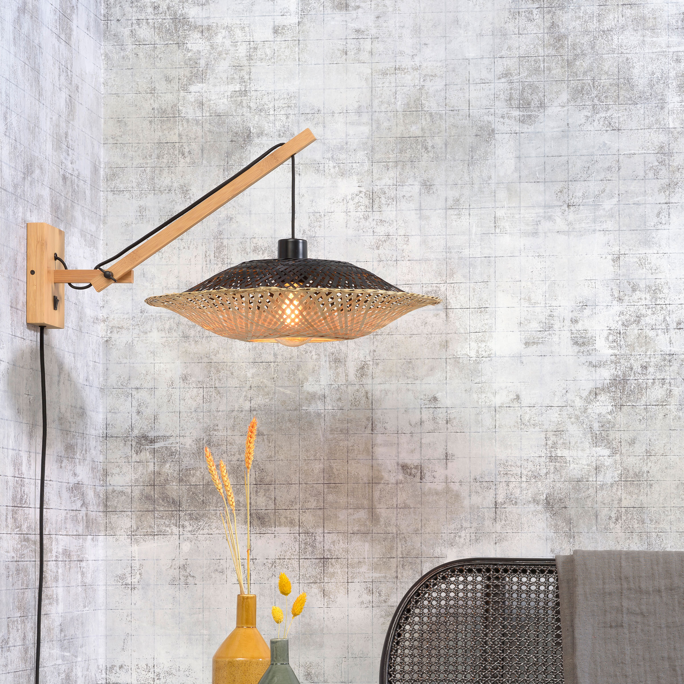 GOOD&MOJO Wandlamp 'Kalimantan' Small, Bamboe, kleur Naturel