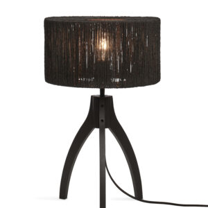 GOOD&MOJO Tafellamp 'Iguazu' 3-poot, Bamboe en jute, kleur Zwart