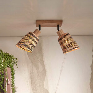 GOOD&MOJO Plafondlamp 'Java' 2-lamps, Bamboe, kleur Naturel/Zwart