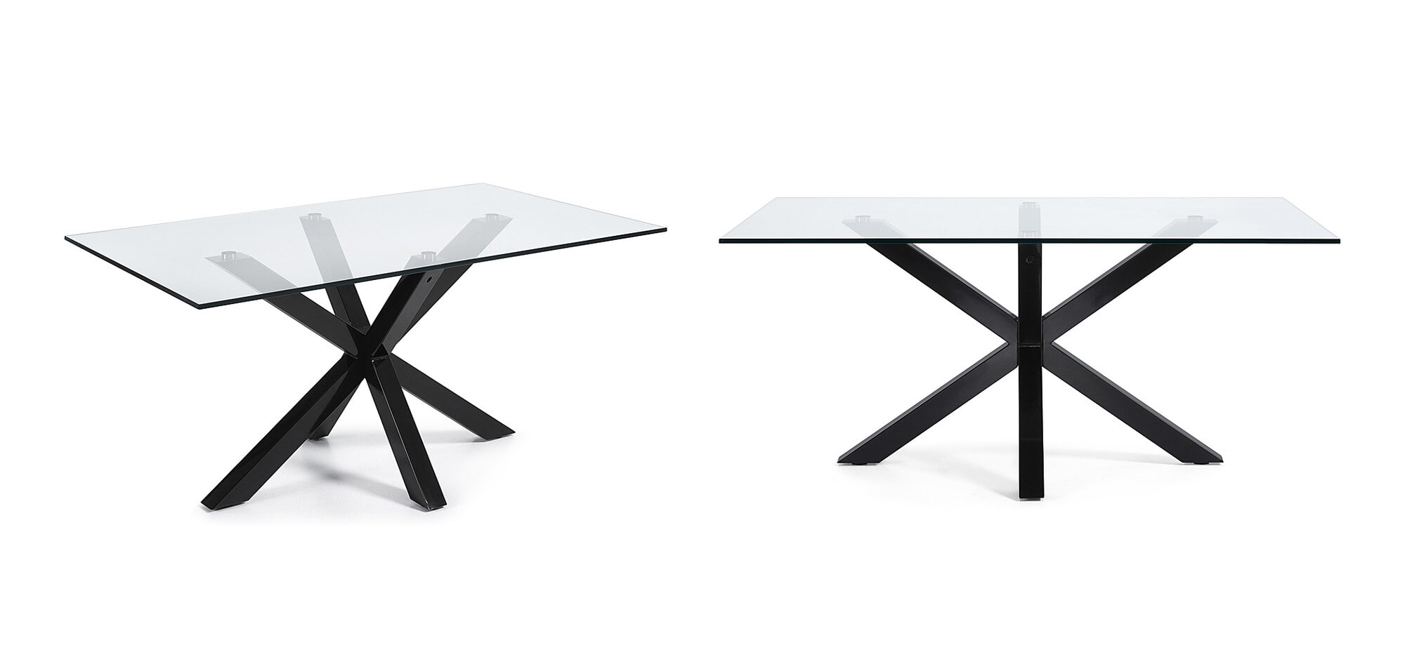 Kave Home Glazen eettafel 'Argo' met zwart onderstel, 180 x 100cm - Afbeelding 3