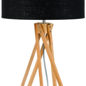 Good&Mojo Tafellamp 'Kilimanjaro' Bamboe en Eco linnen, kleur Zwart