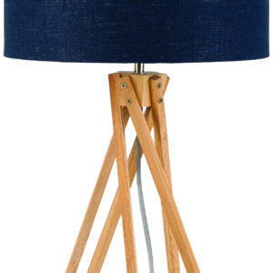 Good&Mojo Tafellamp 'Kilimanjaro' Bamboe en Eco linnen, kleur Denimblauw