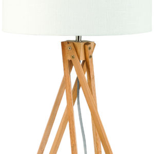 Good&Mojo Tafellamp 'Kilimanjaro' Bamboe en Eco linnen, kleur Wit