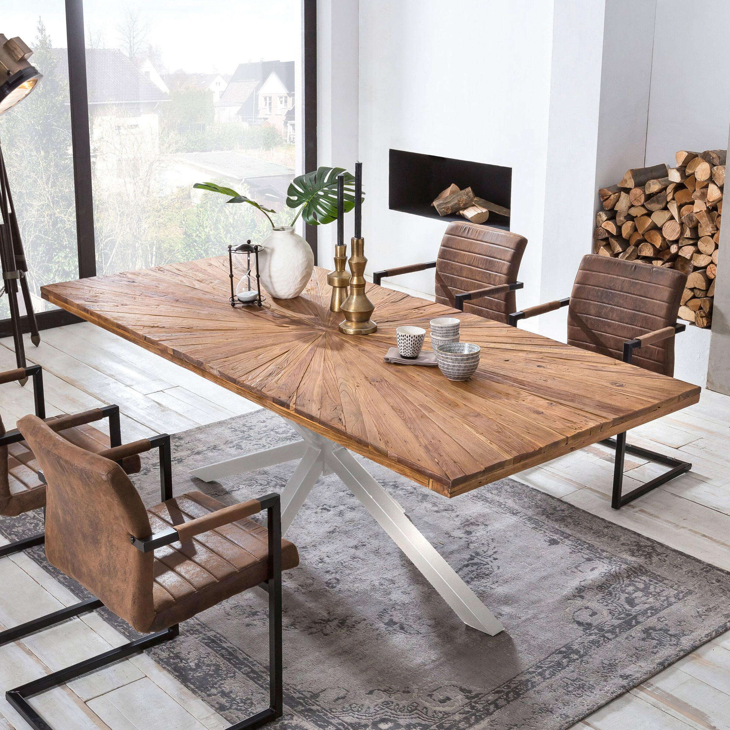 Artistiq Eettafel 'Latonja' Teakhout, 160 x 90cm, kleur Zilver