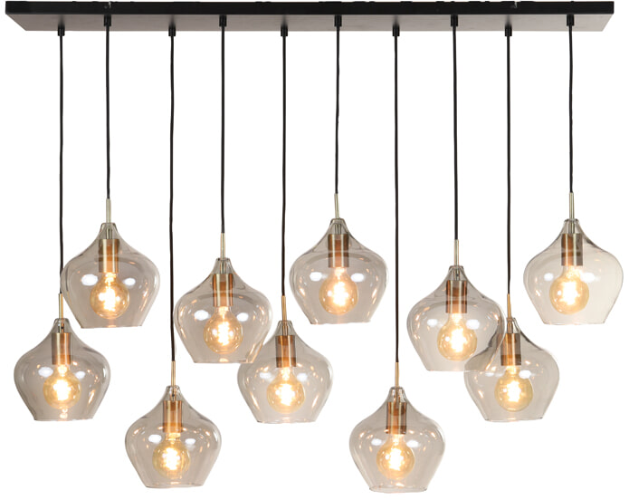 Light & Living Hanglamp 'Rakel' 10-Lamps, kleur Antiek Brons / Smoke - Afbeelding 4