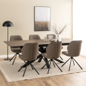 Bendt Uitschuifbare Eettafel 'Line' Keramiek, 200-240 x 100cm, kleur Bruin
