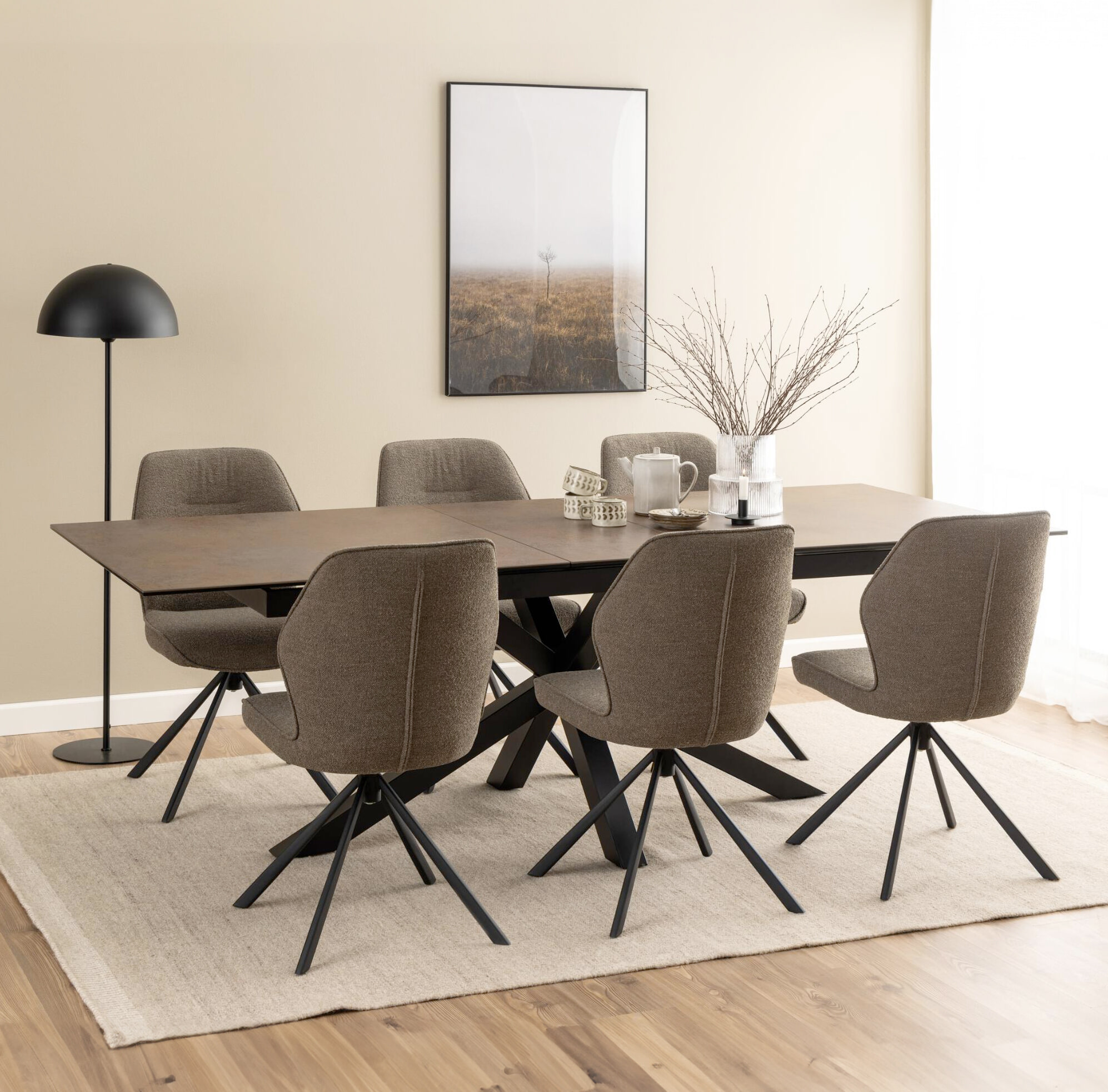 Bendt Uitschuifbare Eettafel 'Line' Keramiek, 200-240 x 100cm, kleur Bruin