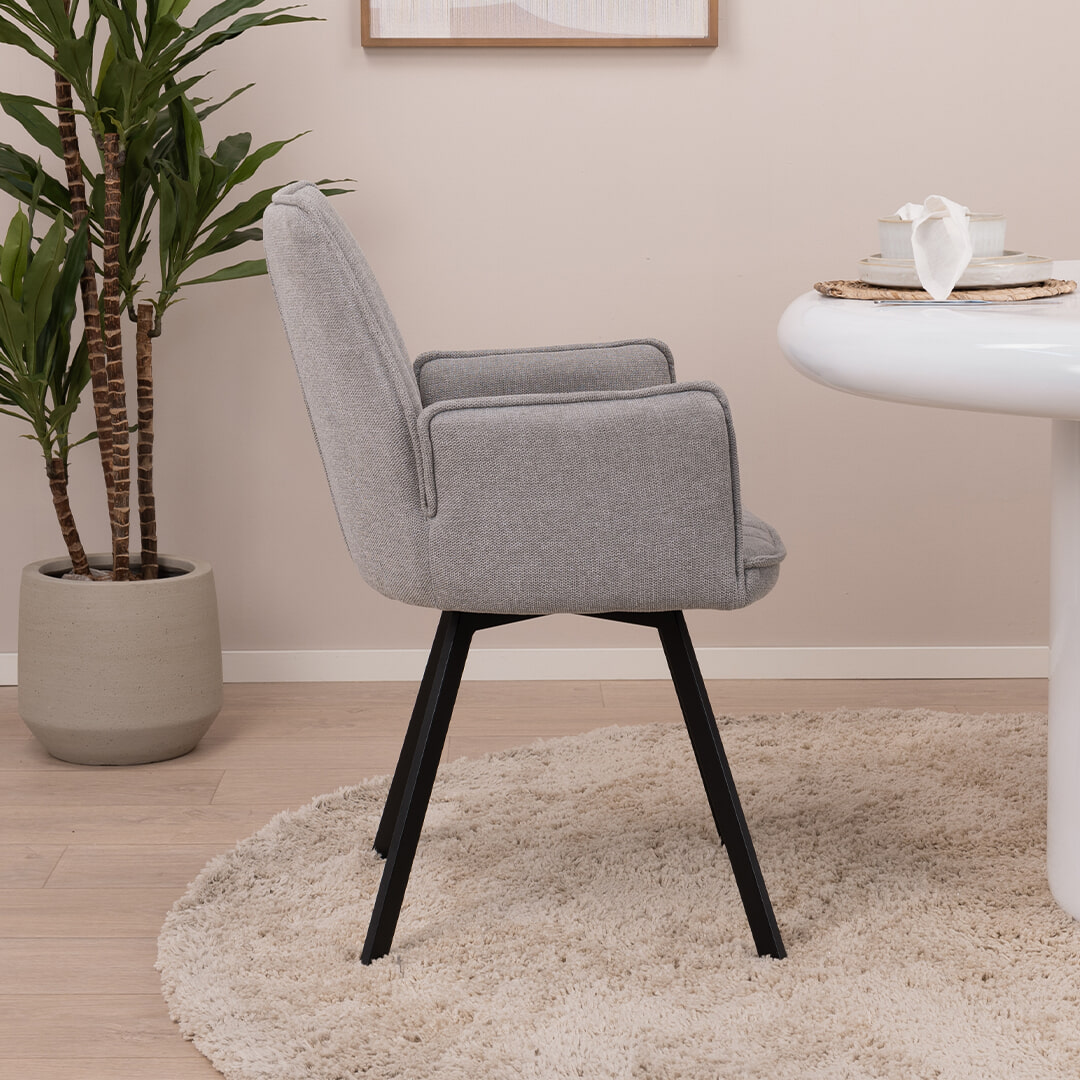 LivingFurn Eetkamerstoel 'Louise', Draaibaar kleur Grijs - Afbeelding 6