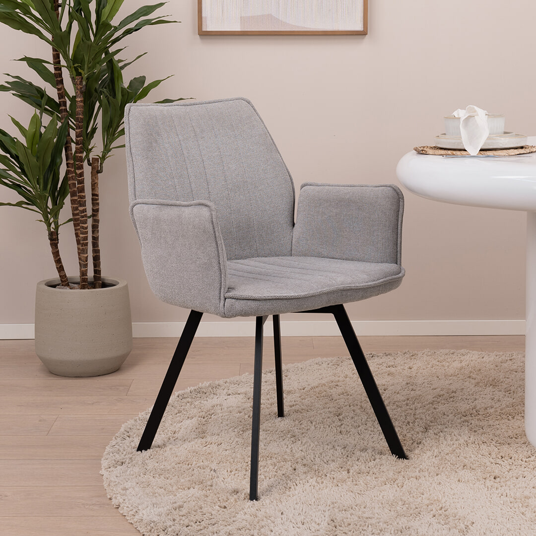 LivingFurn Eetkamerstoel 'Louise', Draaibaar kleur Grijs