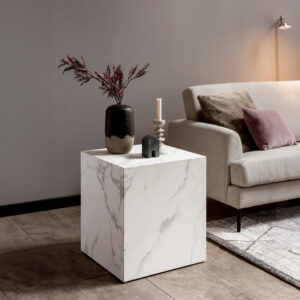 Artistiq Bijzettafel 'Marlenne' Marmerlook, 45 x 45cm, kleur Wit