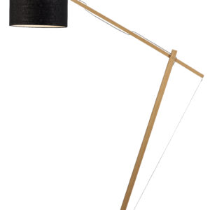 GOOD&MOJO Vloerlamp 'Montblanc' Bamboe en Eco linnen, 207cm, kleur Zwart