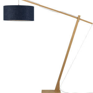 GOOD&MOJO Vloerlamp 'Montblanc' Bamboe en Eco linnen, 207cm, kleur Denimblauw