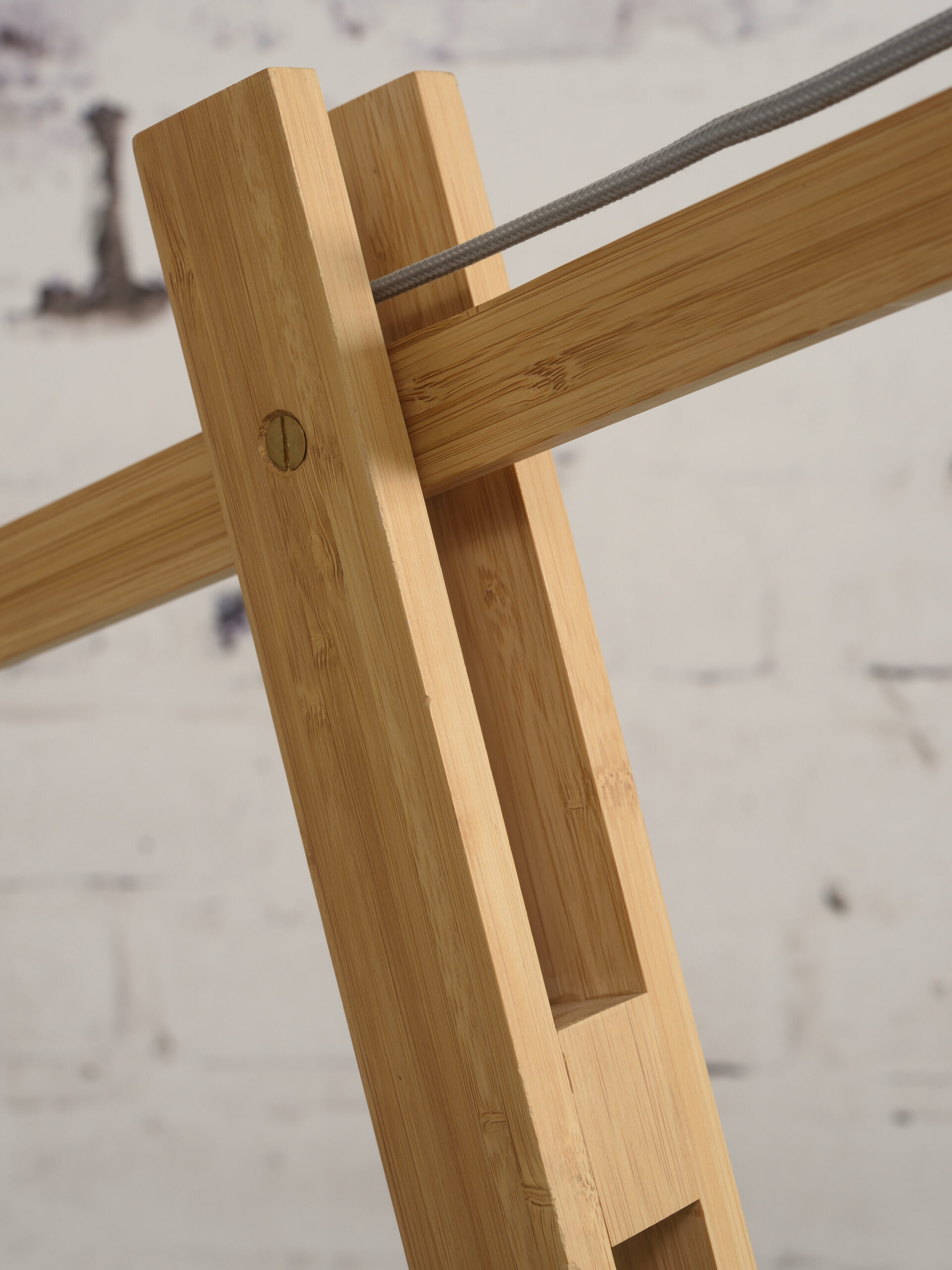 GOOD&MOJO Vloerlamp 'Montblanc' Bamboe en Eco linnen, 207cm, kleur Denimblauw - Afbeelding 2