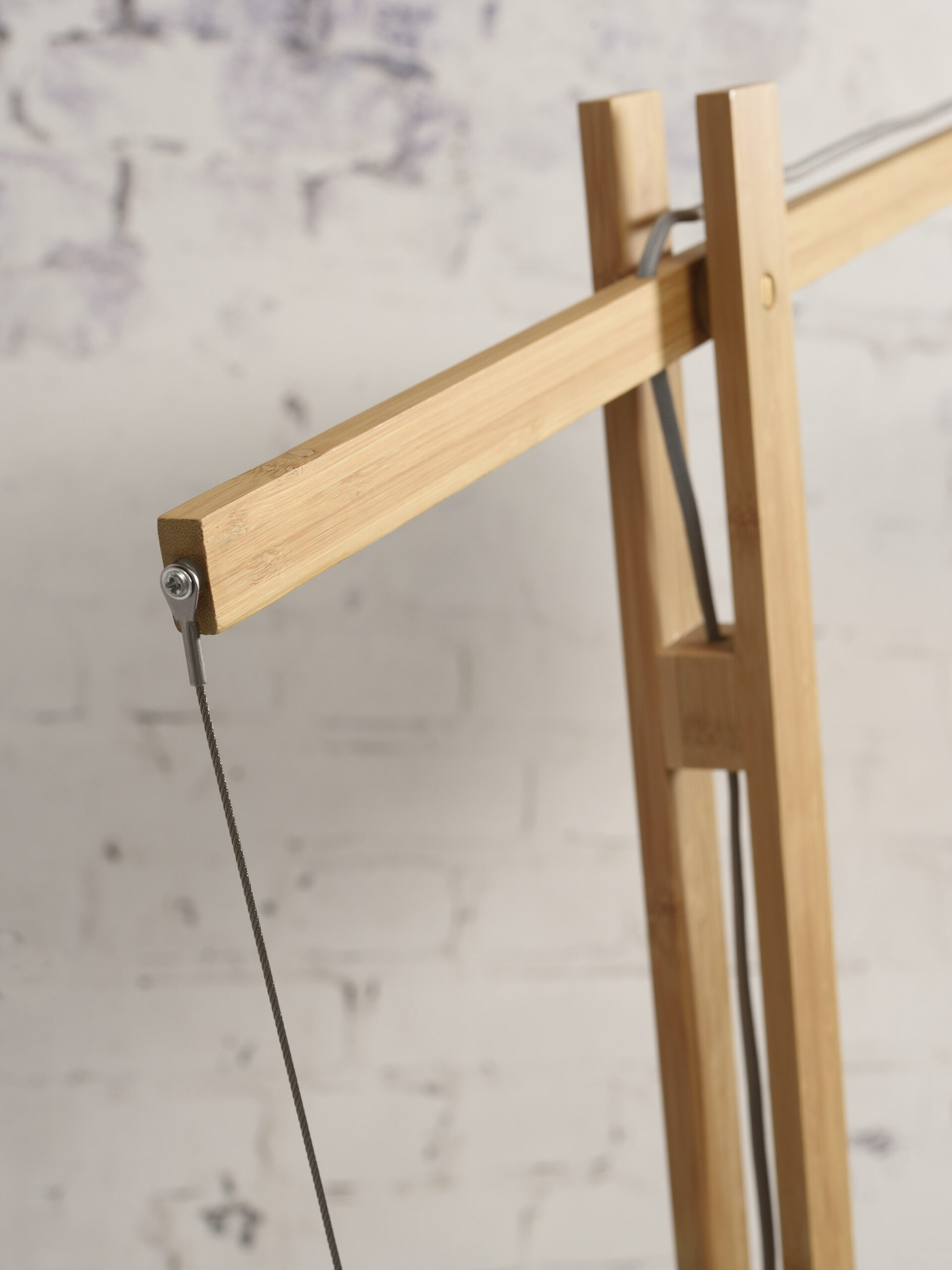 GOOD&MOJO Vloerlamp 'Montblanc' Bamboe en Eco linnen, 207cm, kleur Denimblauw - Afbeelding 4