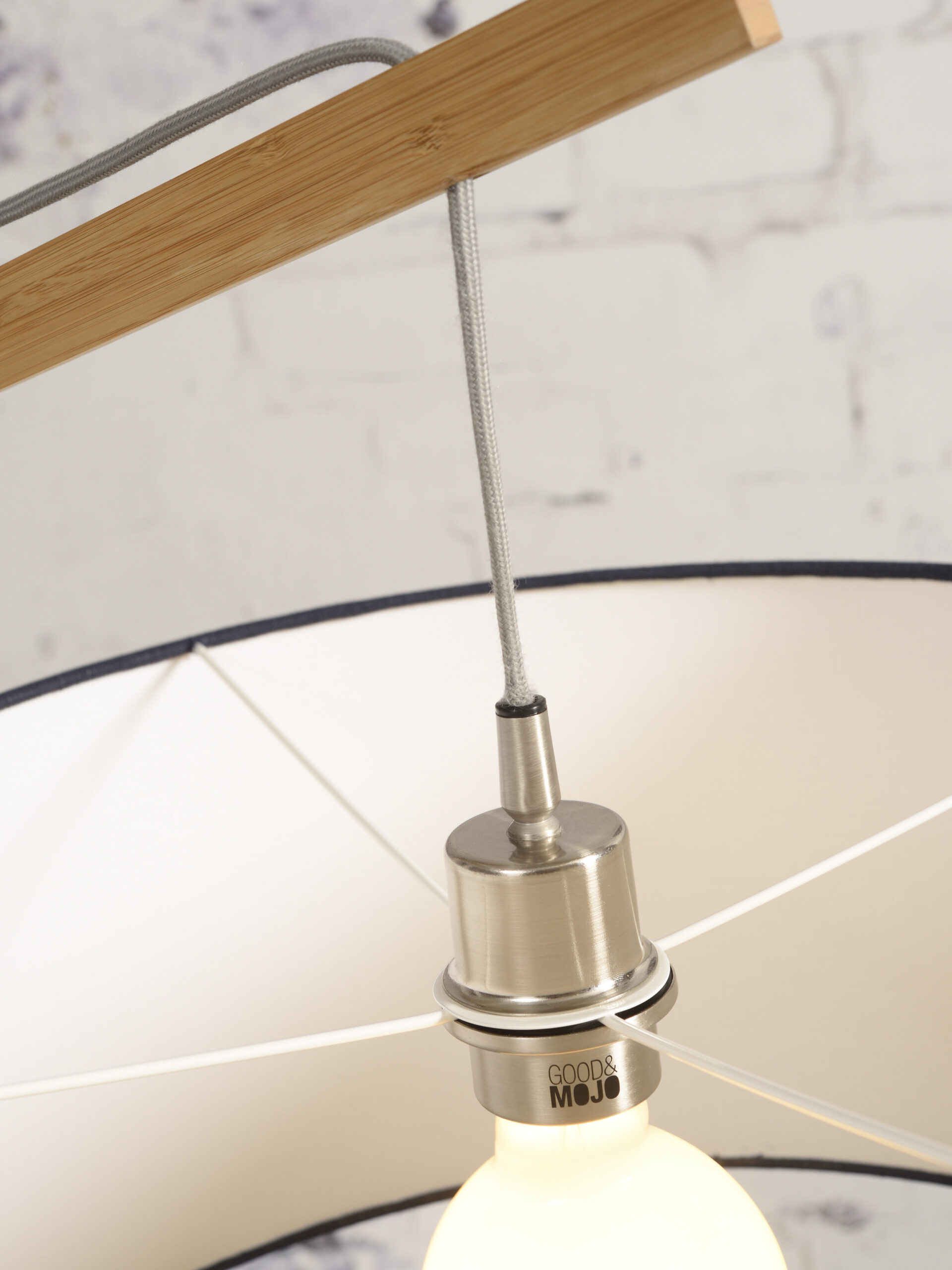 GOOD&MOJO Vloerlamp 'Montblanc' Bamboe en Eco linnen, 207cm, kleur Denimblauw - Afbeelding 7