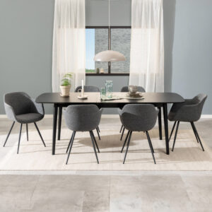 Bendt Uitschuifbare Eettafel 'Montreux' Eiken 180-219 x 90cm, kleur zwart