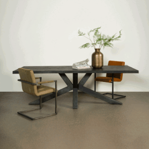 Tower Living Eettafel 'Sovana' Acacia Boomstam kleur Zwart, 220 x 100cm