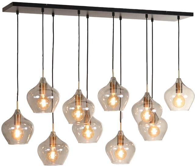 Light & Living Hanglamp 'Rakel' 10-Lamps, kleur Antiek Brons / Smoke - Afbeelding 6
